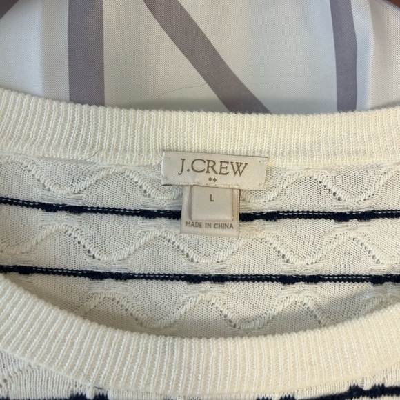 J. Crew Striped Crew Neck Sweater in White and Navy - Picture 2 of 5